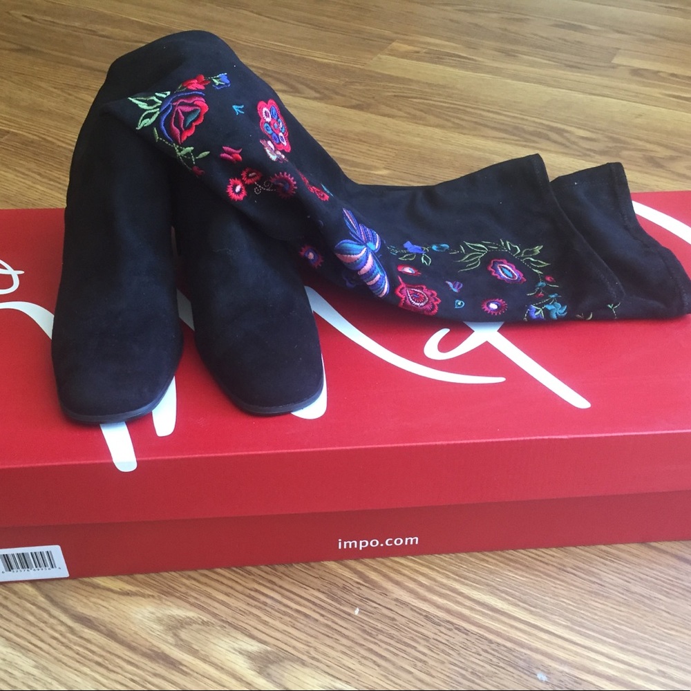 Knee high embroidered boots